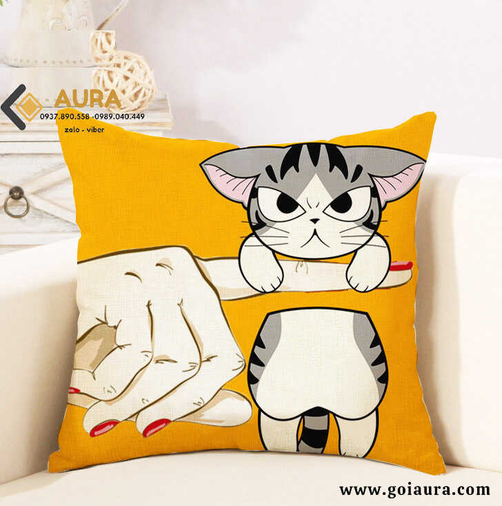 Góc Làm Việc Êm Ái Dễ Thương Cùng Gối Tựa Lưng Văn Phòng Cao Cấp Gối Tựa Sofa Mèo Qụau