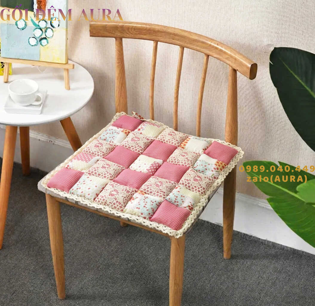 Gối Đệm Hình Bông Hoa đệm lót ghế vải ghép