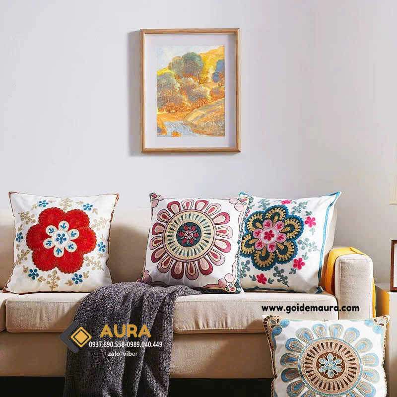gối sofa theu cao cấp 45x45 gối sofa theu cao cấp 45x45
