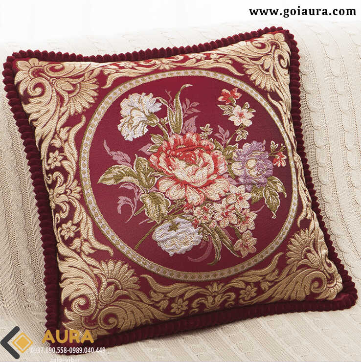 Gối Tây Âu – Gối Tựa Sofa Hoàng Gia Sang Trọng gối tâu âu hoa hồng đỏ đẹp