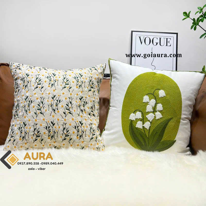 gối thêu hoa cao cấp đẹp aura gối thêu hoa cao cấp đẹp aura
