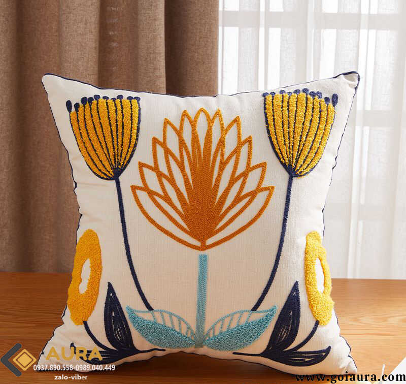 gối thêu nụ hoa cao cấp gối thêu nụ hoa cao cấp