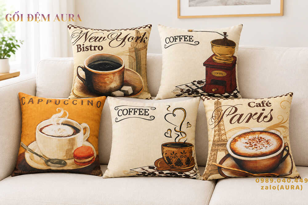 gối tựa lưng sofa bộ cafe mới