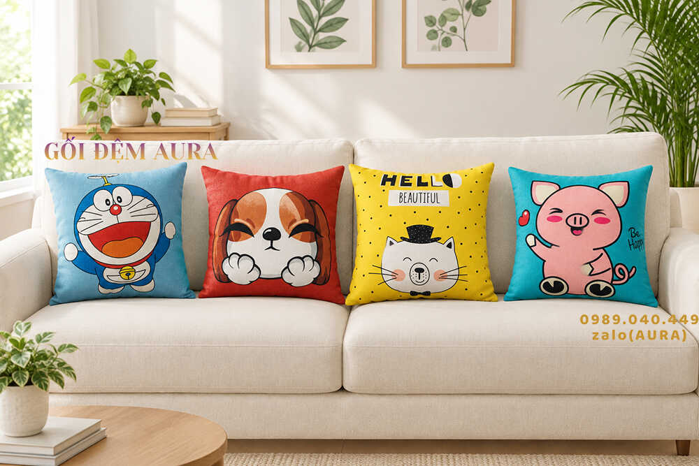 gối tựa lưng sofa thú cưng dễ thương