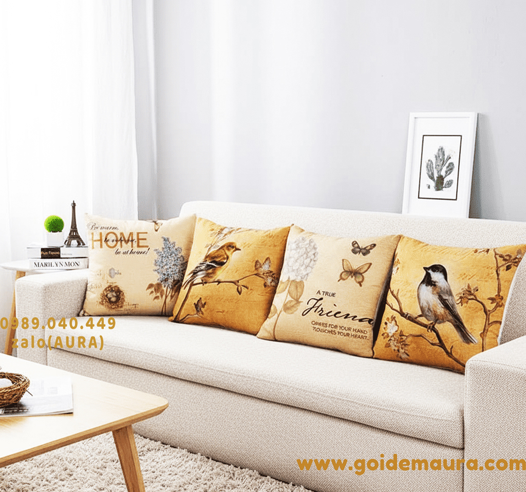 gối tựa lưng sofa vintage nâu