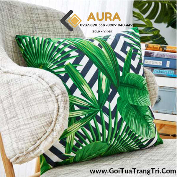 Góc Làm Việc Êm Ái Dễ Thương Cùng Gối Tựa Lưng Văn Phòng Cao Cấp gối tựa sofa lá xanh LA027