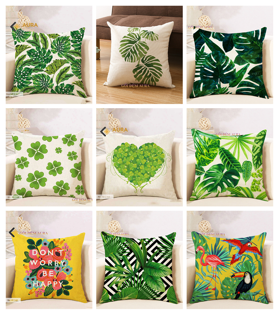 Xưởng Sản Xuất Gối Tựa Lưng Tại TPHCM gối tựa sofa lá xanh