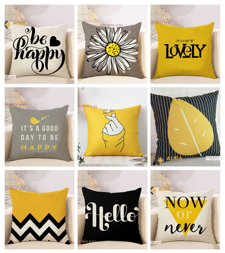 Xưởng Sản Xuất Gối Tựa Lưng Tại TPHCM gối tựa sofa vàng đen xám