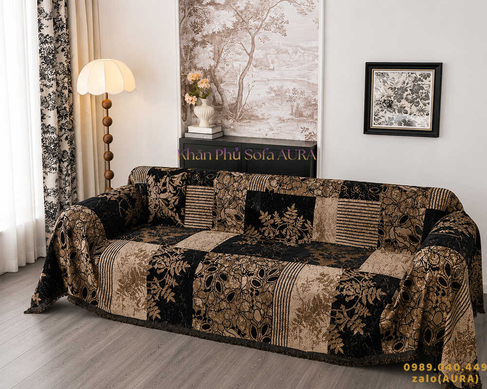 khăn phủ sofa nâu đen khăn phủ sofa nâu đen