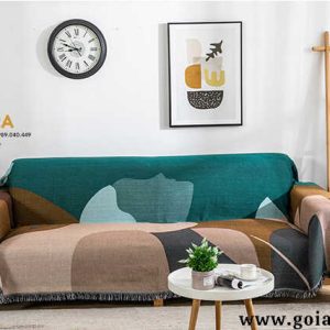 Khăn Sofa Hoa Văn Xanh Dương size 1.8x2.6m
