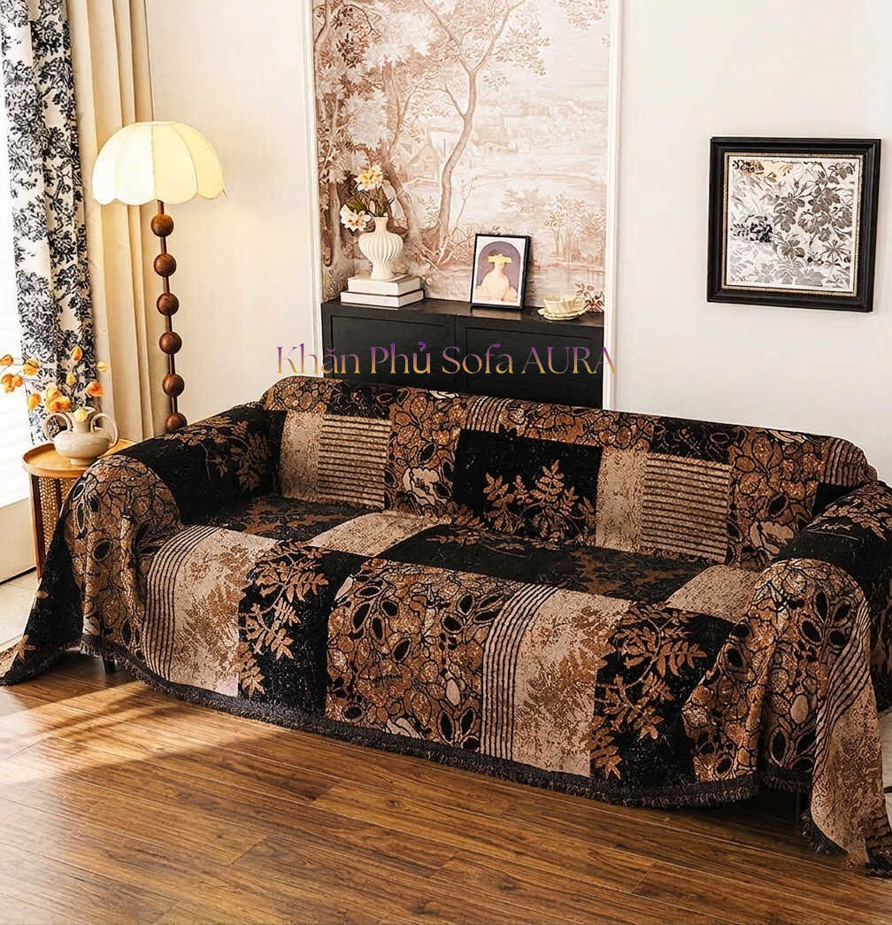 khăn sofa nâu đen khăn sofa nâu đen