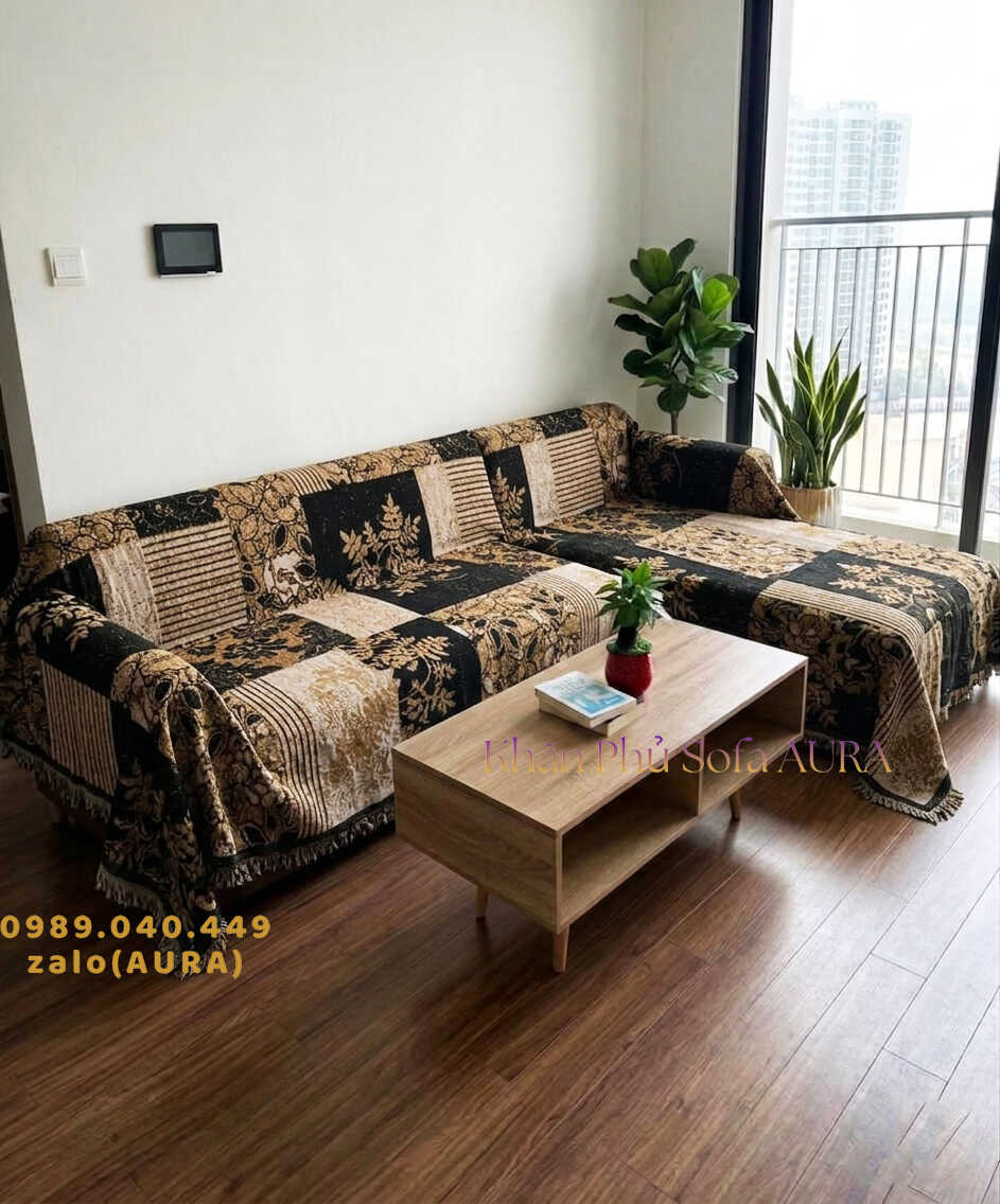 khăn trải sofa góc nâu đen khăn trải sofa góc nâu đen