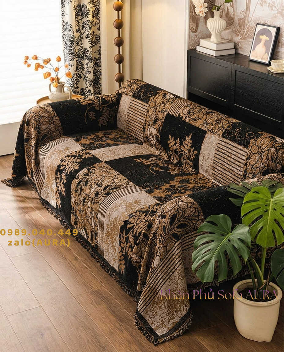 khăn trải sofa nâu đen khăn trải sofa nâu đen