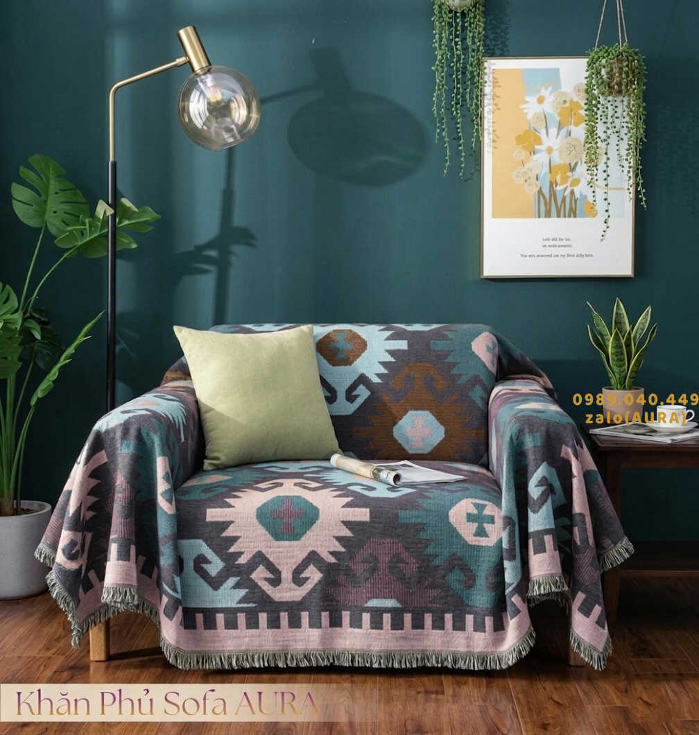 Khăn Phủ Sofa Cho Phòng Khách Hiện Đại khăn sofa đơn vintage tím