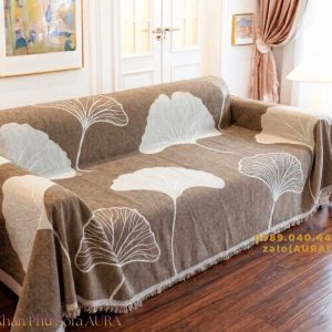 khăn sofa lá nâu