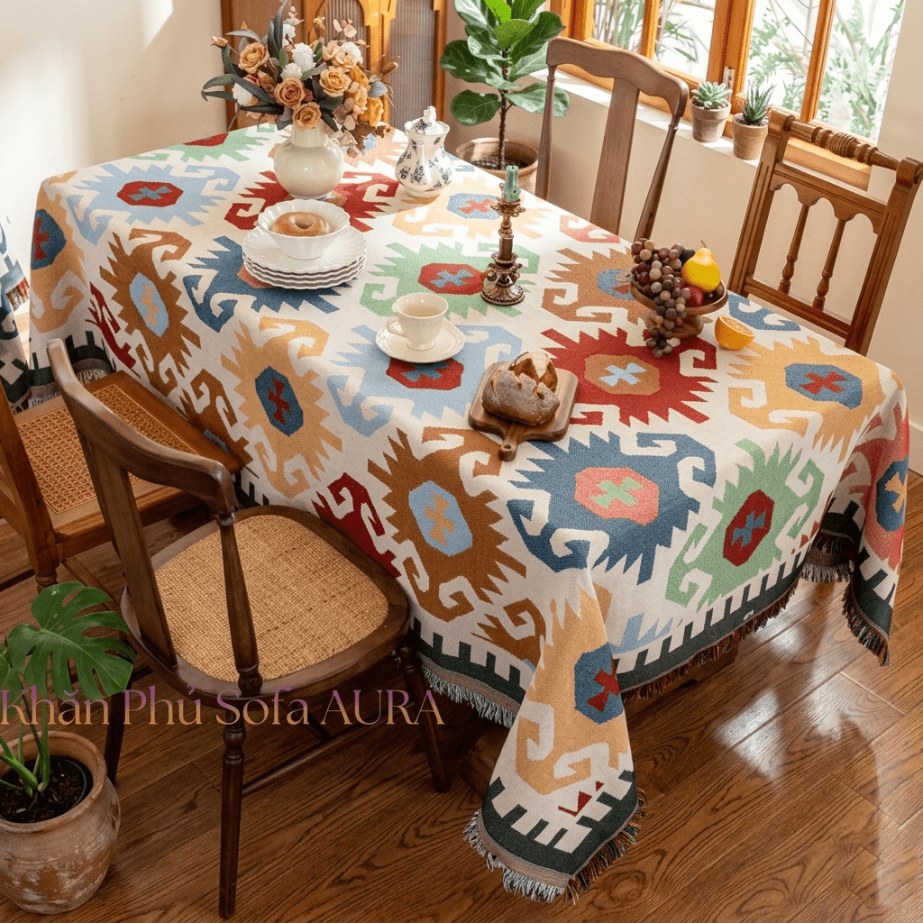Khăn Phủ Sofa Cho Phòng Khách Hiện Đại khăn trải bàn vintage