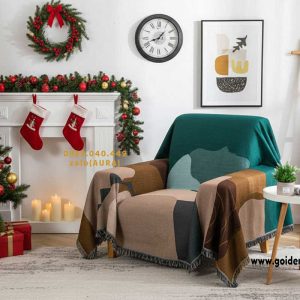 Khăn Sofa Hoa Văn Xanh Lục size 1.3x1.8m