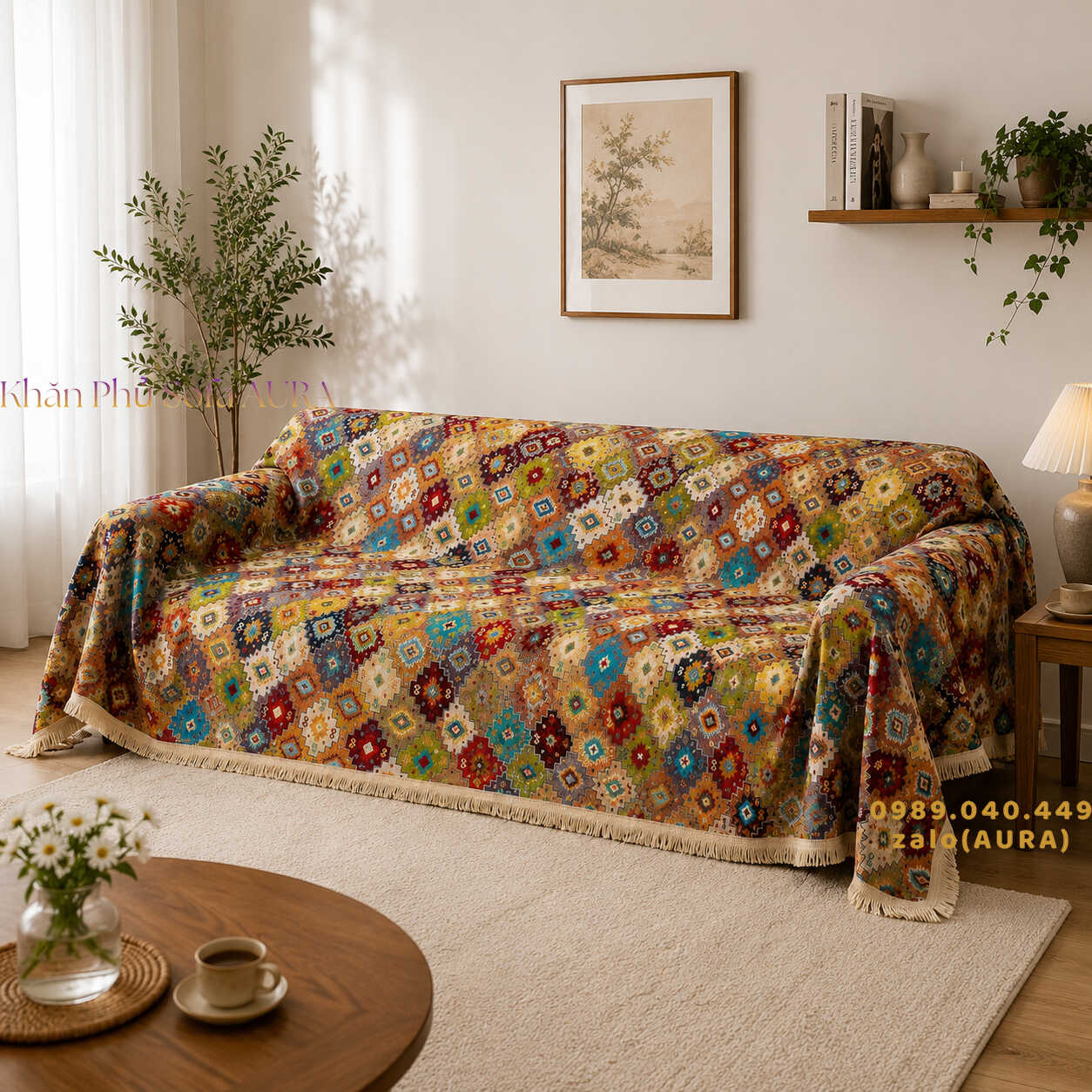 khăn trải sofa đa sắc đỏ khăn trải sofa đa sắc đỏ