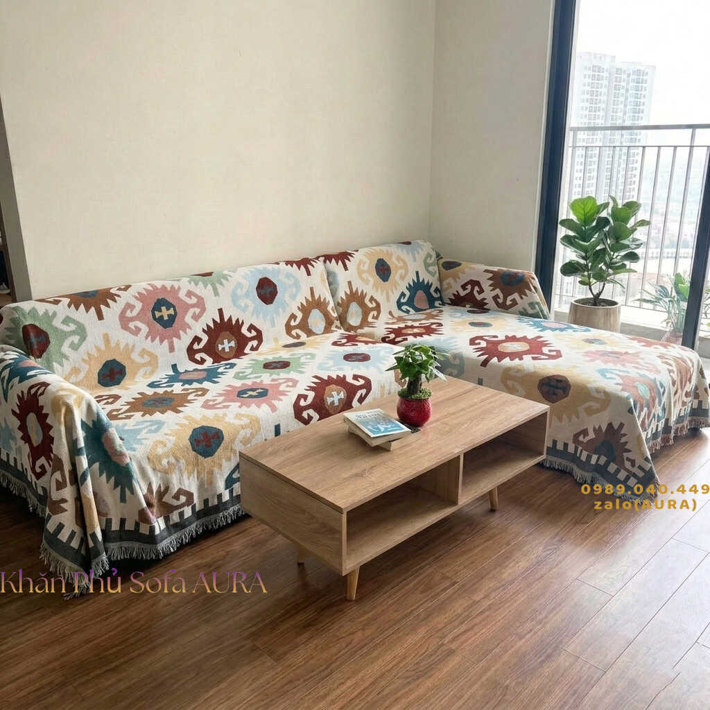 Khăn Trải Sofa Chữ L Cao Cấp khăn trải sofa góc chữ L vintage