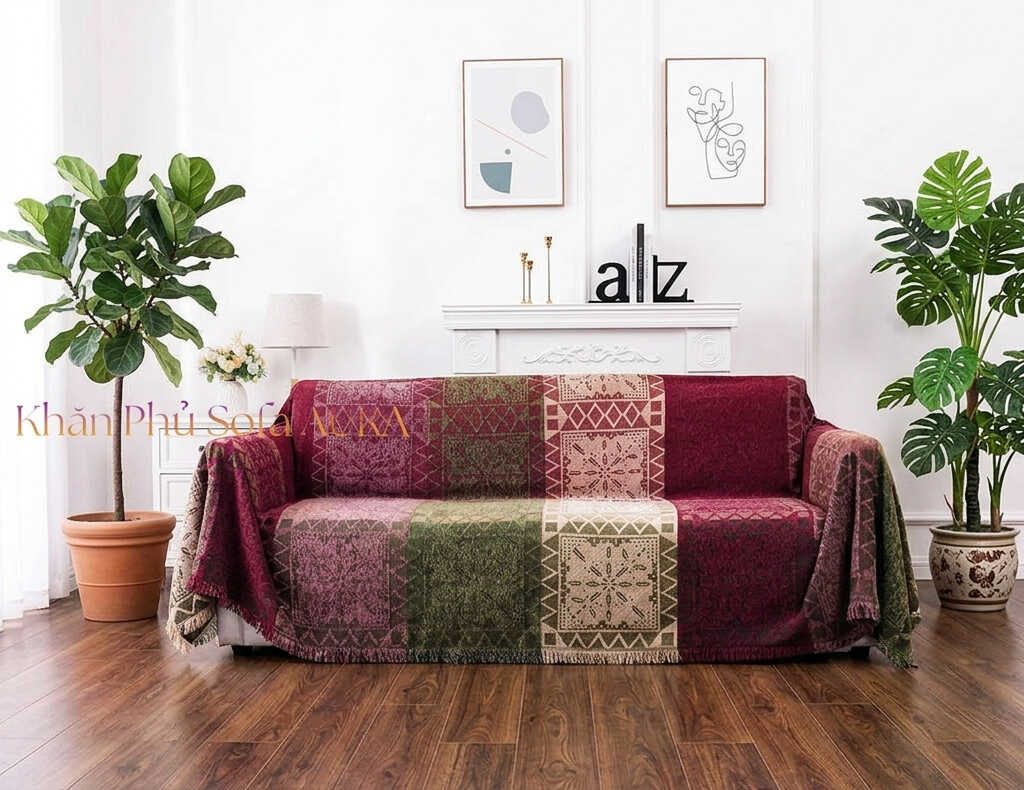 khăn trải sofa tây tạng đỏ xanh khăn trải sofa tây tạng đỏ xanh