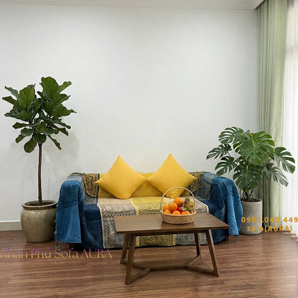 Những Mẫu Khăn Phủ Sofa Đẹp Và Sang Trọng khăn trải sofa tây tạng xanh