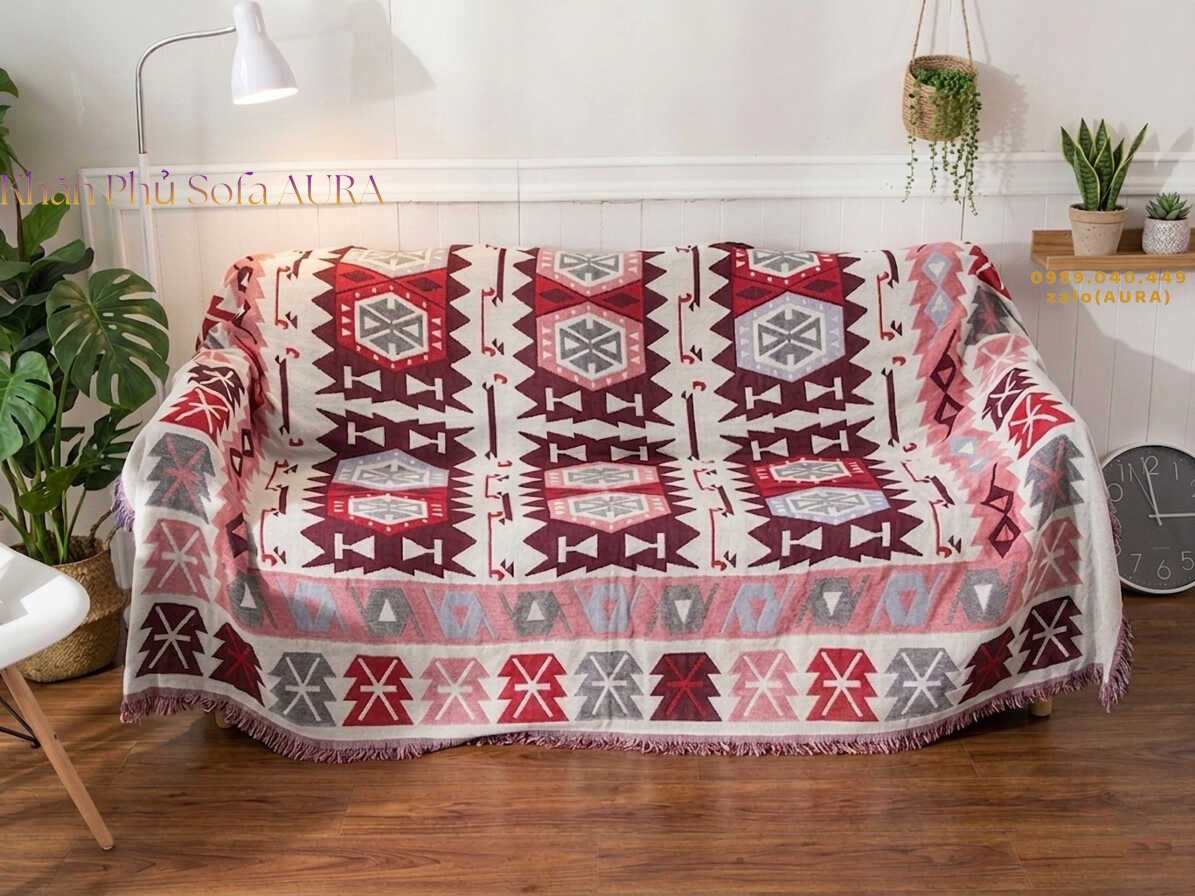 khăn trải sofa màu trắng đỏ đẹp khăn trải sofa màu trắng đỏ đẹp