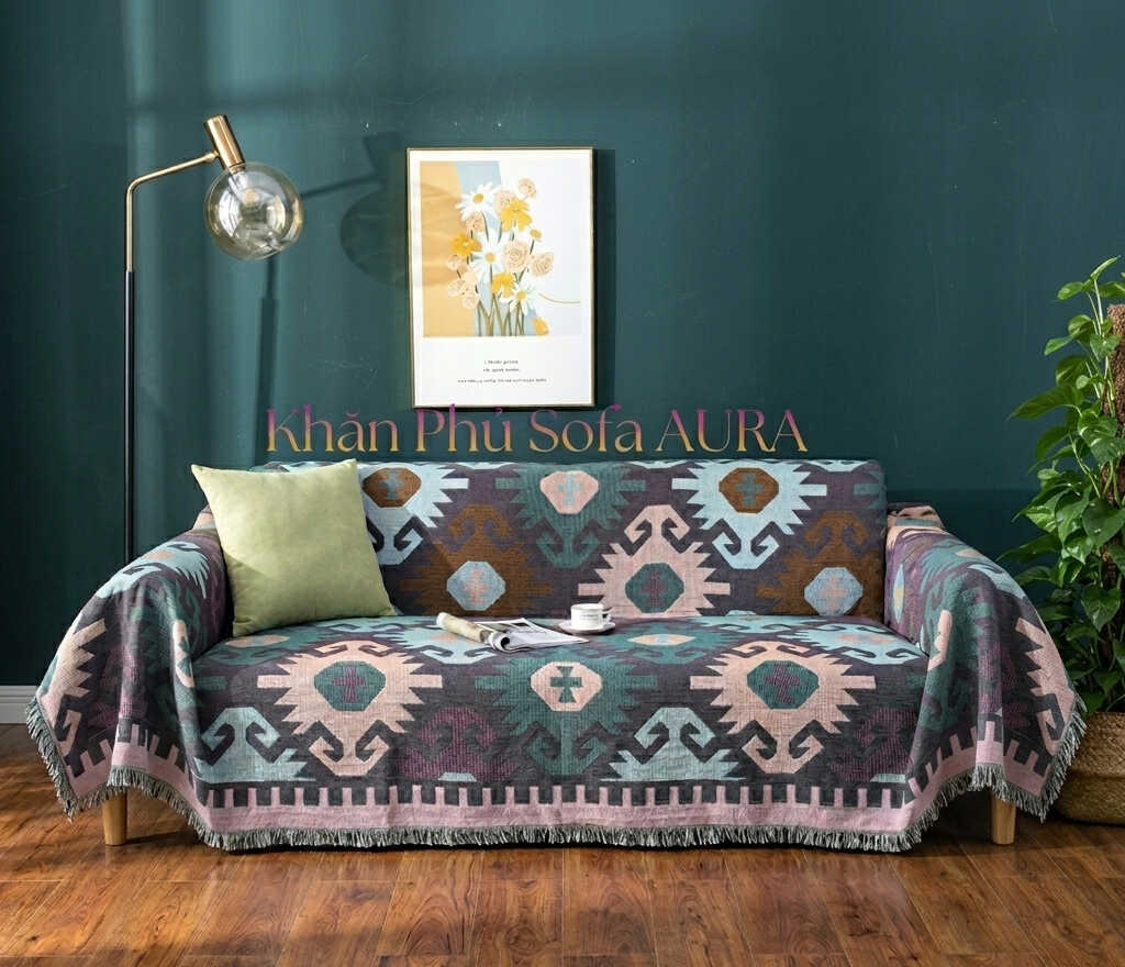 Những Mẫu Khăn Phủ Sofa Đẹp Và Sang Trọng khăn trải sofa vintage tím