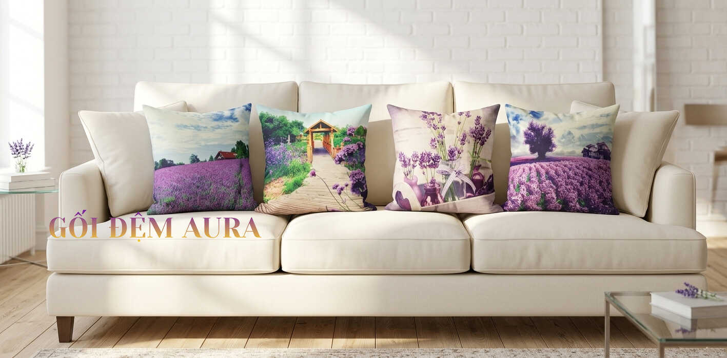 Xưởng Sản Xuất Gối Tựa Lưng Tại TPHCM gối tựa lưng sofa mẫu hoa lavender