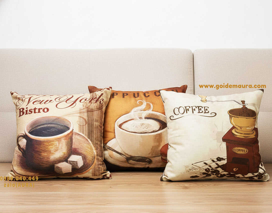 Địa Điểm Bán Vỏ Gối Tựa Lưng Tại TPHCM gối tựa sofa phin tách cafe đẹp