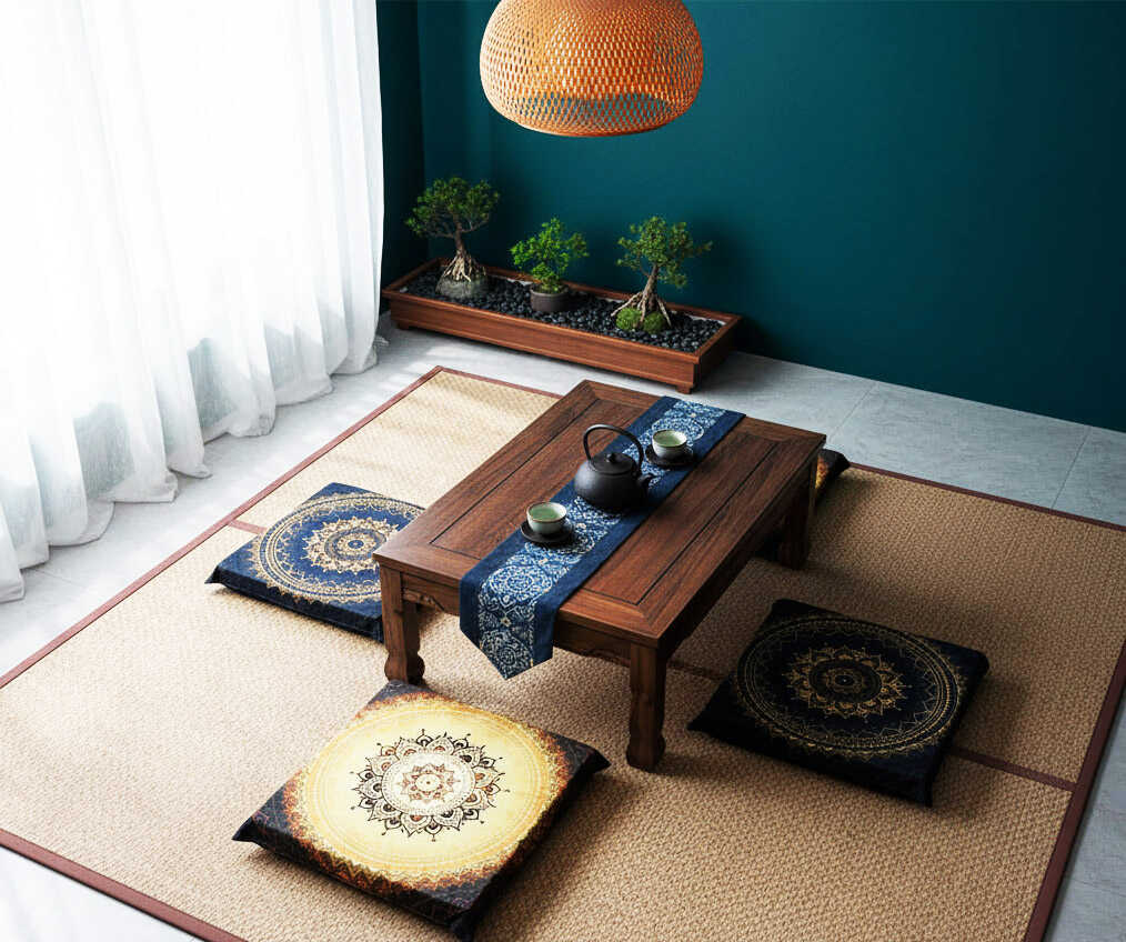 Những Mẫu Nệm Ngồi Bệt Đang Được Ưa Chuộng Nhất Hiện Nay đệm ngồi bệt ngồi thiền hoa văn