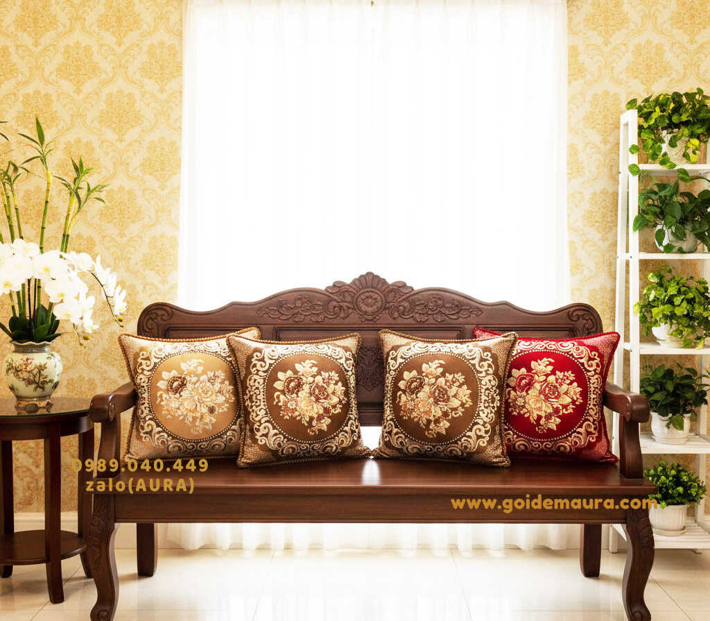 Gối Tựa Lưng Ghế Gỗ gối tựa ghế gỗ màu đỏ nâu