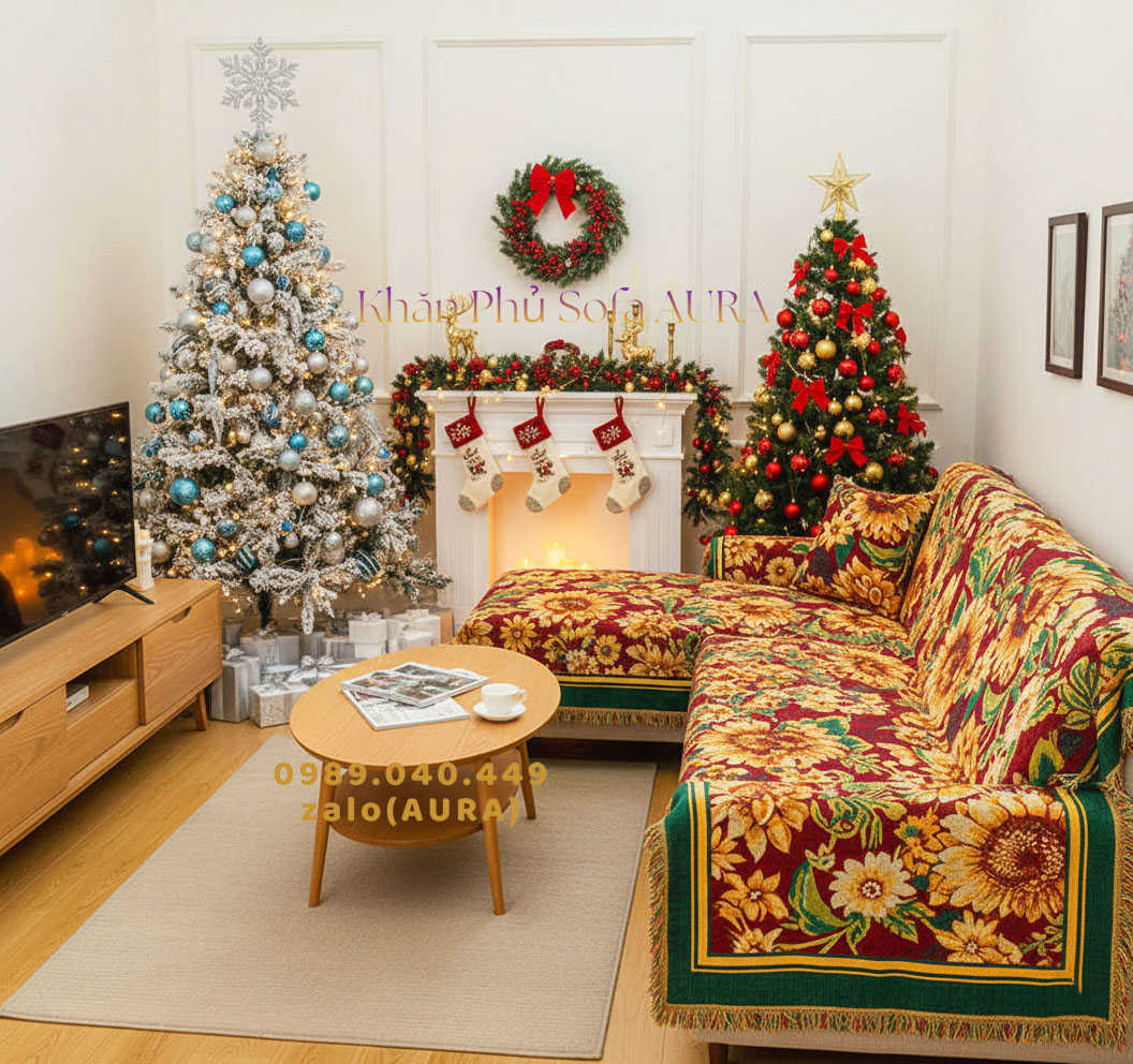 khăn sofa góc hoa hướng dương