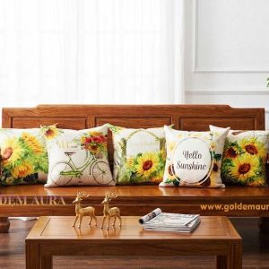 Gối Tựa Lưng Ghế Gỗ Hoa Hướng Dương