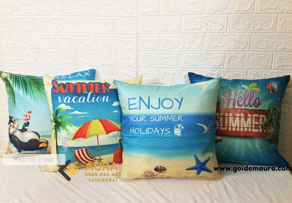 Xưởng Sản Xuất Gối Tựa Lưng Tại TPHCM gối tựa lưng sofa biển xanh