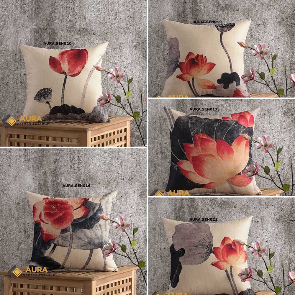 gối tựa lưng sofa bộ sen đỏ mới gối tựa lưng sofa bộ sen đỏ mới