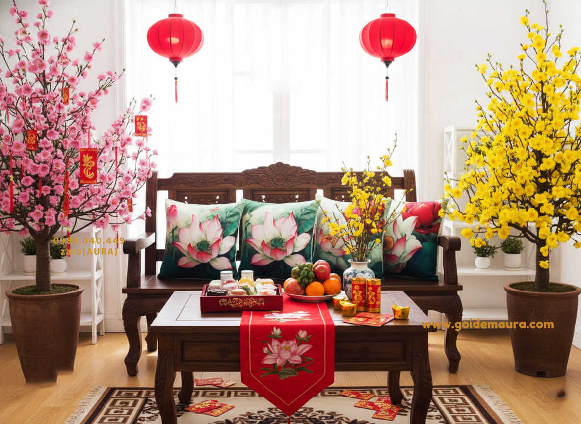 Gối Tựa Lưng Sofa Cao Cấp gối tựa lưng sofa hoa sen hồng đón tết