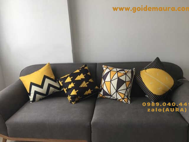 Vỏ Gối Sofa 45x45 gối tựa lưng sofa lá vàng đen
