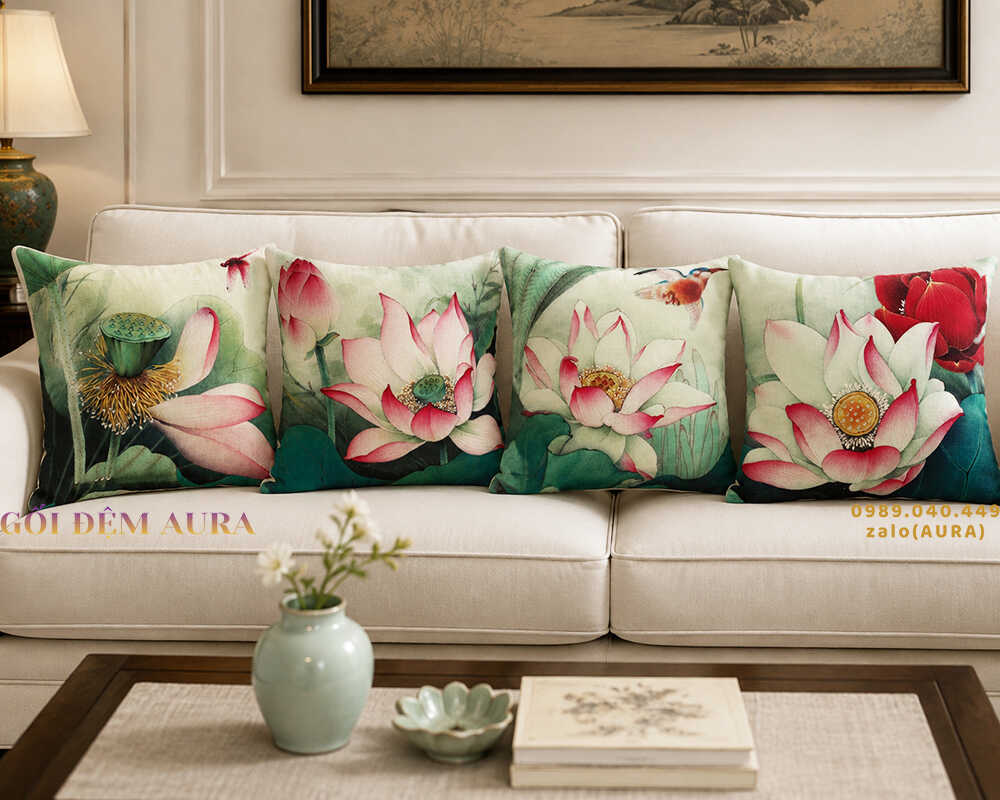 gối tựa lưng sofa sen hồng mới
