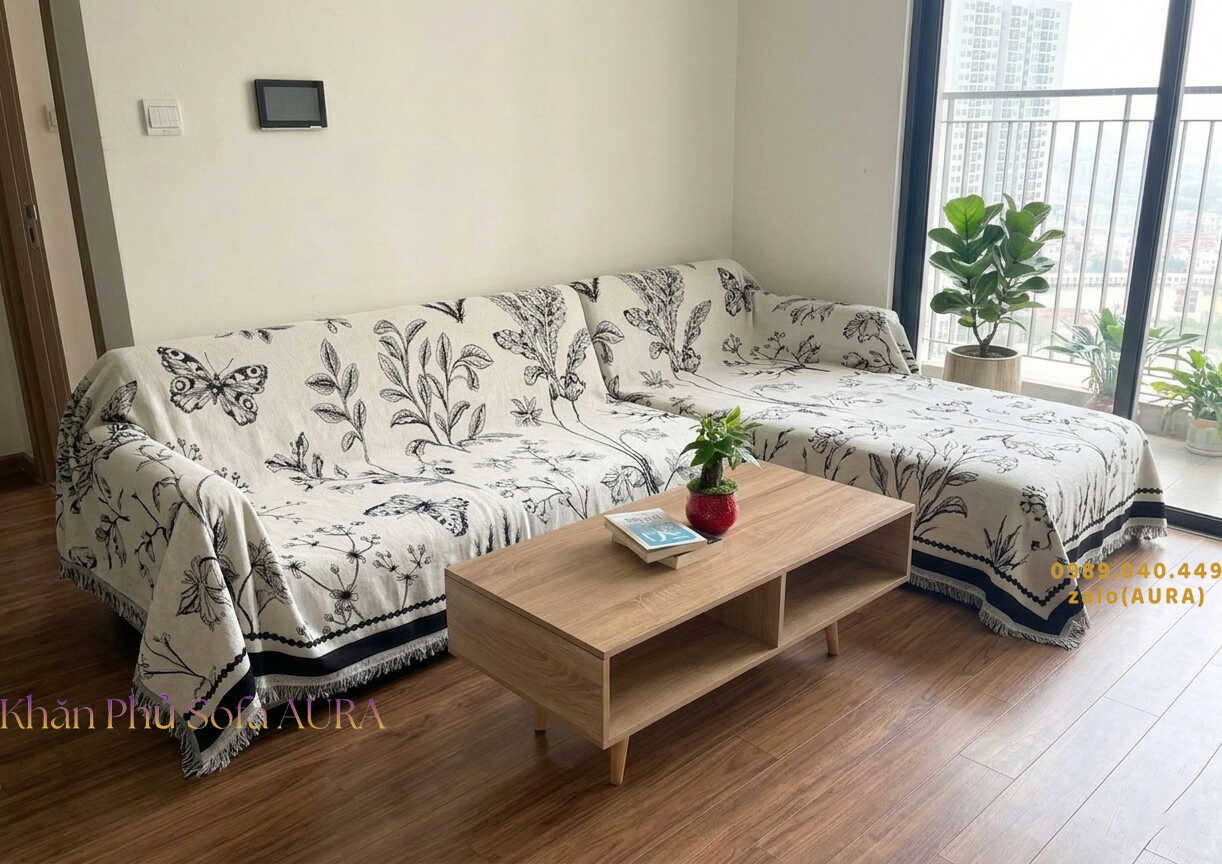 khăn sofa góc thiên nhiên đen trắng khăn sofa góc thiên nhiên đen trắng