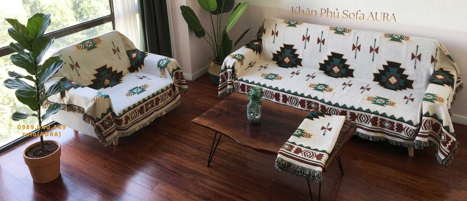 khăn sofa hoa văn xanh khăn sofa hoa văn xanh