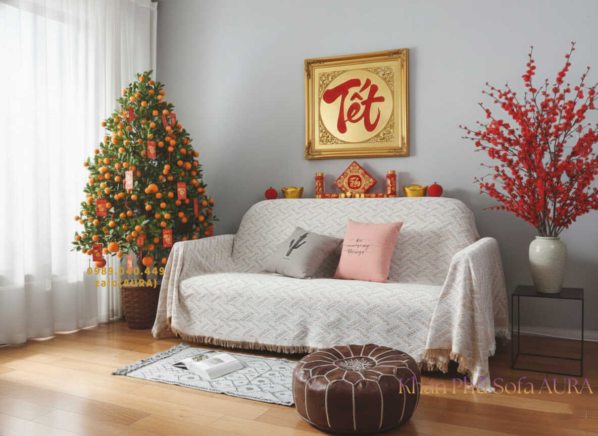 Khăn Sofa Màu Trắng Kem size 1.8×2.6m Khăn Sofa Màu Trắng Kem size 1.8×2.6m