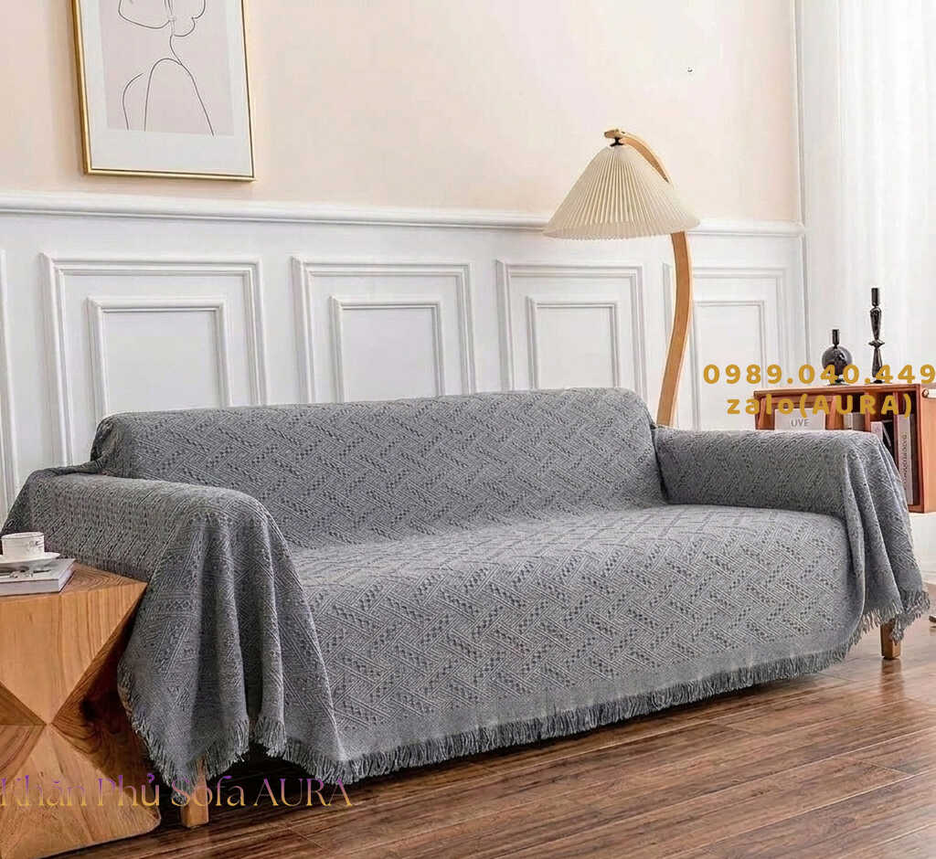 khăn sofa màu xám