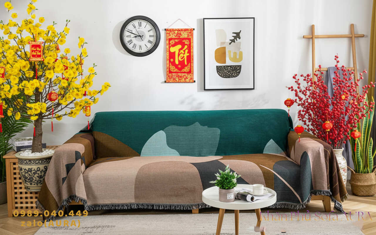 khăn sofa xanh đậm tết khăn sofa xanh đậm tết