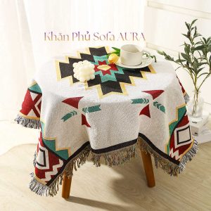 Khăn Trải Bàn Hoa Văn Xanh Size 1.3×1.8m