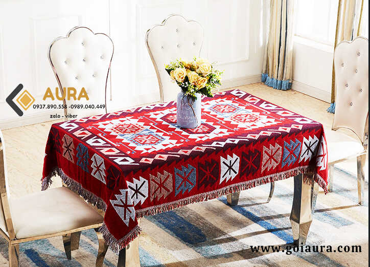 khăn trải bàn hoa văn đỏ trắng khăn trải bàn hoa văn đỏ trắng