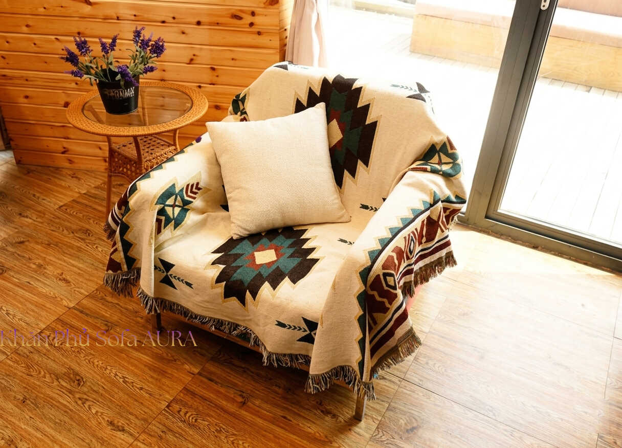 khăn trải sofa đơn hoa văn xanh khăn trải sofa đơn hoa văn xanh