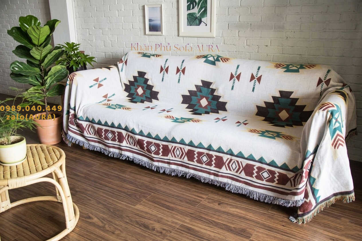 khăn trải sofa hoa văn xanh khăn trải sofa hoa văn xanh