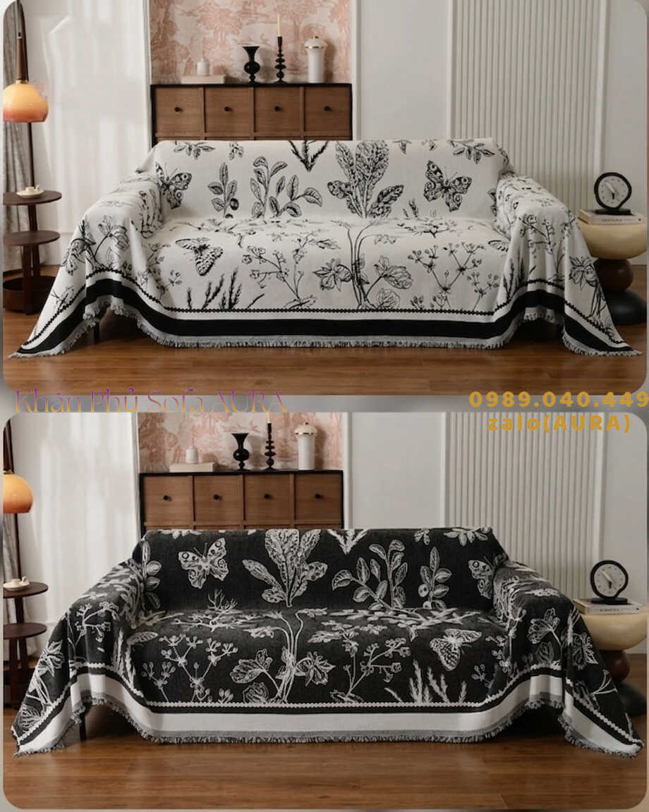 khăn trải sofa thiên nhiên đen trắng 2 mặt khăn trải sofa thiên nhiên đen trắng 2 mặt