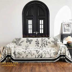khăn trải sofa thiên nhiên đen trắng