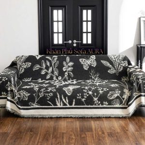 khăn trải sofa thiên nhiên trắng đen